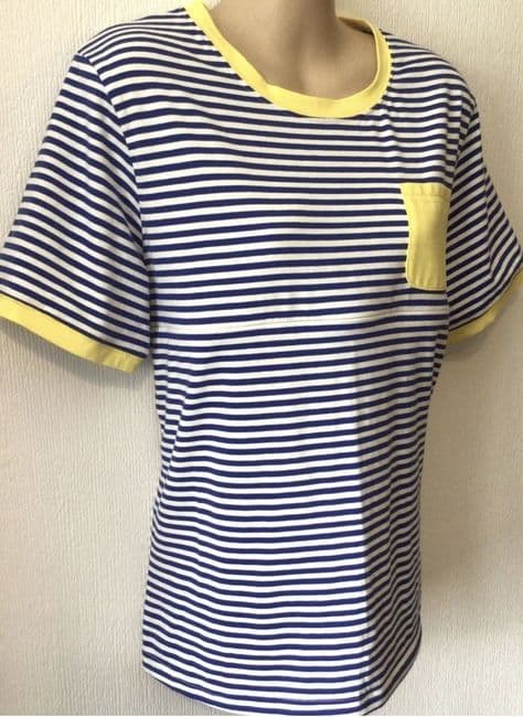 JUNO JACKS MOLLY BLUE/WHITE STRIPE ZIP JERSEY NURSING TOP SIZE 24