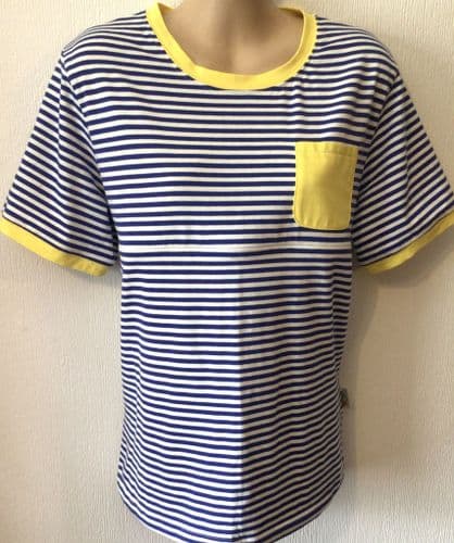 JUNO JACKS MOLLY NAVY/YELLOW STRIPE ZIP JERSEY NURSING TOP SIZE 16
