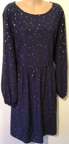 JUNO JACKS NAVY GOLD STAR NURSING TUNIC DRESS SIZE 12 (1)