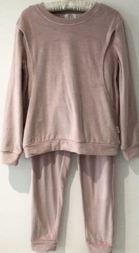 JUNO JACKS NORA LOUNGEWEAR/PYJAMAS PINK SOFT NURSING SWEATER & TROUSER SET SIZE 12