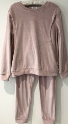 JUNO JACKS NORA LOUNGEWEAR/PYJAMAS PINK SOFT NURSING SWEATER & TROUSERS SIZE 12