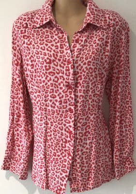 JUNO JACKS PINK LEOPARD ZIP NURSING SHIRT TOP SIZE 16