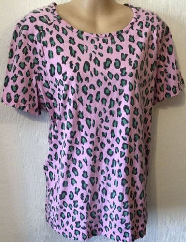 JUNO JACKS PINK LEOPARD ZIP NURSING T-SHIRT TOP SIZE 16