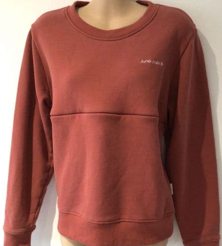 JUNO JACKS RED LOGO ZIP NURSING SWEATER SIZE L 14/16