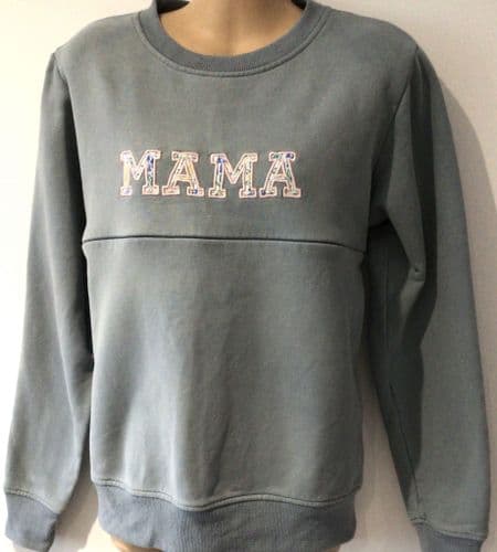 JUNO JACKS SURF BLUE APPLIQUÉ MAMA ZIP NURSING SWEATSHIRT SIZE M 12/14