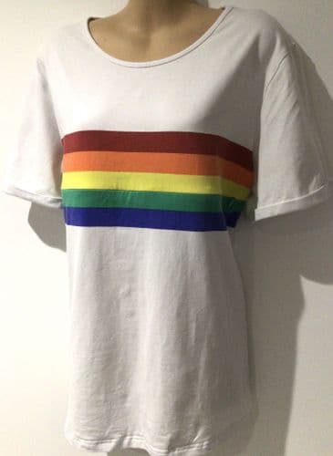 JUNO JACKS WHITE RAINBOW ZIP NURSING T-SHIRT TOP SIZE 14 (1)