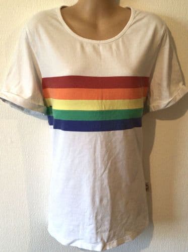 JUNO JACKS WHITE RAINBOW ZIP NURSING T-SHIRT TOP SIZE 24