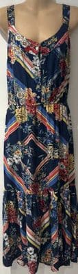 KATIES NAVY FLORAL BUTTON SUN DRESS SIZE 18