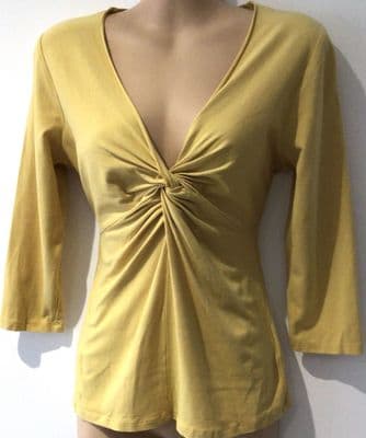 KETTLEWELL YELLOW TWIST JERSEY WRAP TOP SIZE M 10