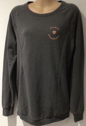 KIABI GREY WOMEN ARE WONDERFUL NURSING SWEATSHIRT SIZE S 10/12