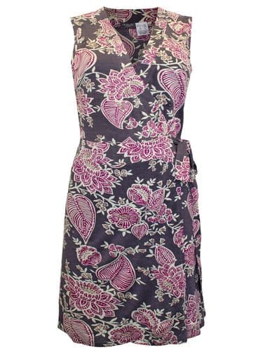 LA REDOUTE MAUVE LOTUS FLORAL JERSEY WRAP DRESS SIZE 10/12 & 14/16