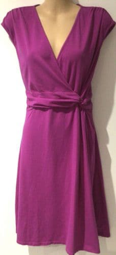 LANDS END MAGENTA WRAP MIDI DRESS SIZE M 12