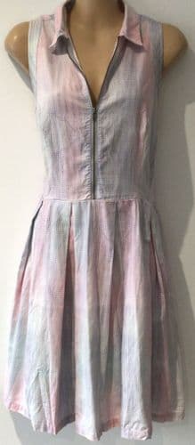 LEVIS PASTEL PRINT SLEEVELESS ZIP SKATER SHIRT DRESS SIZE L 12-14