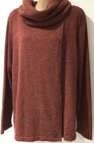 LILY & ME DARK RED KNIT WRAP JUMPER TOP SIZE 18