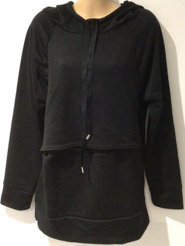 LILY & RIBBON BLACK FLAP NURSING HOODIE SIZE M 12/14
