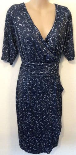 LINDY BOP NAVY SHOOTING STAR WRAP MIDI DRESS SIZE 14
