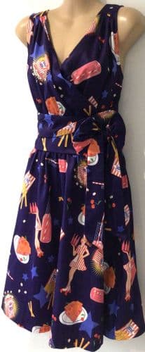 LINDY BOP PURPLE COLOUR POP DINER OCCASION SWING DRESS SIZE 12/14