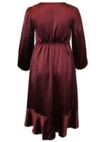 LIPSY CURVES LIKE THESE RUBY SATIN FRILL WRAP DRESS BNWT SIZES 16, 18, 20 & 22