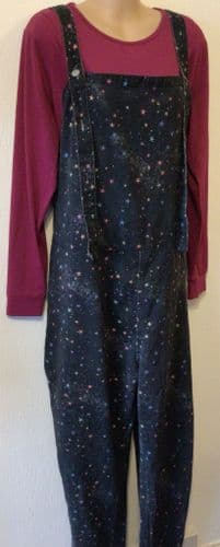 LUCY LOCKET LOVES CHARCOAL STAR PRINT DUNGAREES SIZE XS-S 12-18