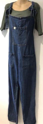 LUCY & YAK ORGANIC DENIM BLUE DUNGAREES SIZE L 14-18
