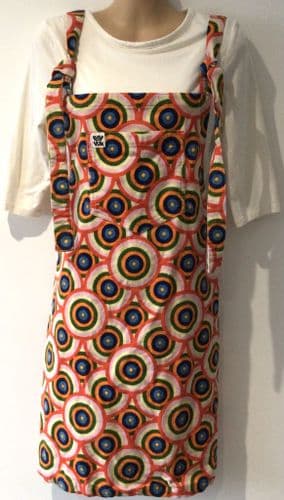 LUCY & YAK RAINBOW CIRCLE CORD DUNGAREE DRESS SIZE L 14-16