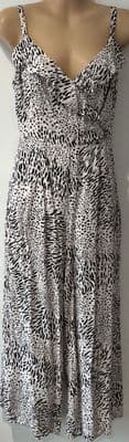 LUSH CREAM/BLACK PRINT WRAP JUMPSUIT SIZE S 8/10