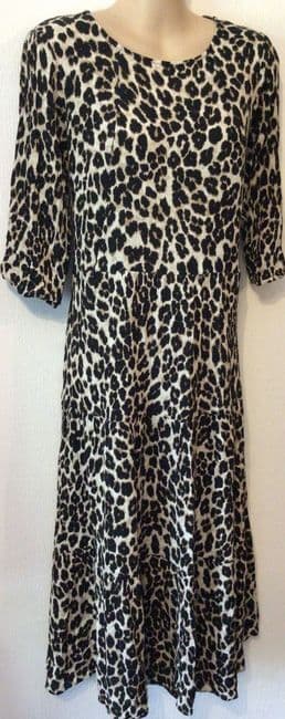 LYLA & LECHE BEIGE LEOPARD PRINT MIDI NURSING DRESS SIZE 14