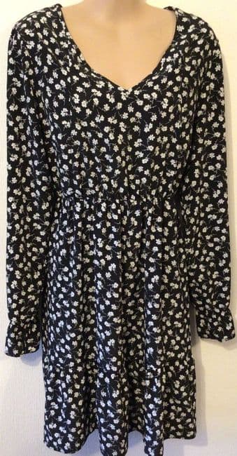 LYLA & LECHE BLACK FLORAL TUNIC NURSING DRESS SIZE 14