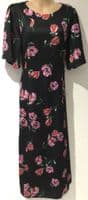 LYLA & LECHE BLACK/PINK FLORAL TIE BACK MIDI NURSING DRESS SIZE 12