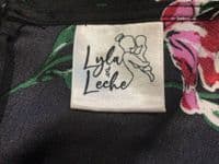 LYLA & LECHE BLACK/PINK FLORAL TIE BACK MIDI NURSING DRESS SIZE 12