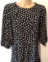 LYLA & LECHE BLACK POLKA DOT MIDI NURSING DRESS SIZE 12