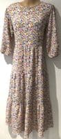 LYLA & LECHE CRINKLE WHITE FLORAL MIDI NURSING DRESS SIZE 16