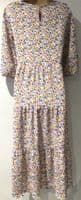 LYLA & LECHE CRINKLE WHITE FLORAL MIDI NURSING DRESS SIZE 16