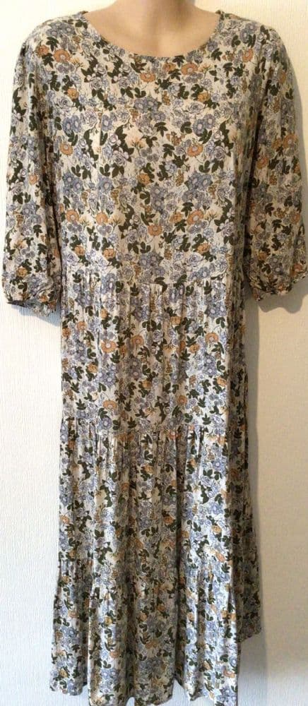 LYLA & LECHE IVORY FLORAL PRINT MIDI NURSING DRESS SIZE 16