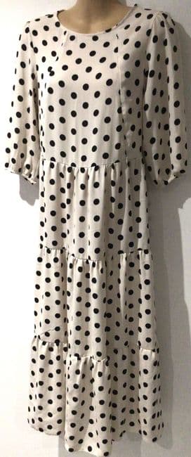 LYLA & LECHE IVORY SPOTTY MIDI ZIP NURSING DRESS SIZE 10