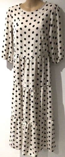 LYLA & LECHE IVORY SPOTTY MIDI ZIP NURSING DRESS SIZE 10