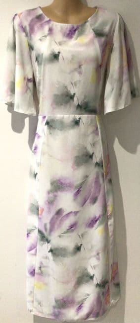 LYLA & LECHE MILLIE WHITE PASTEL PRINT MIDI NURSING DRESS SIZE 16