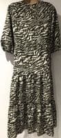 LYLA & LECHE OLIVE/WHITE PRINT MIDI NURSING DRESS SIZE 12