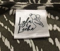 LYLA & LECHE OLIVE/WHITE PRINT MIDI NURSING DRESS SIZE 12