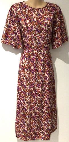 LYLA & LECHE PINK FLORAL TIE BACK MIDI NURSING DRESS SIZE 14
