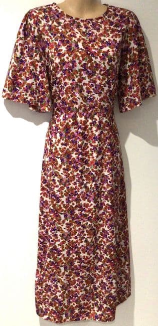 LYLA & LECHE PINK FLORAL TIE BACK MIDI NURSING DRESS SIZE 14