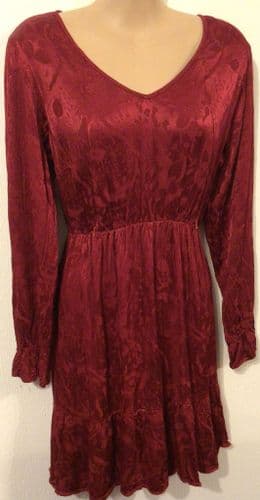 LYLA & LECHE RED JACQUARD TUNIC NURSING DRESS SIZE 14