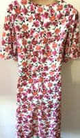 LYLA & LECHE SAMANTHA WHITE/PINK FLORAL MIDI NURSING DRESS SIZE 12