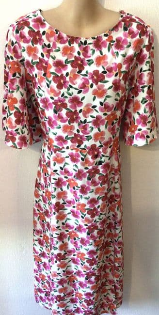 LYLA & LECHE SAMANTHA WHITE/PINK FLORAL MIDI NURSING DRESS SIZE 12