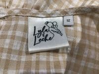 LYLA & LECHE TAUPE GINGHAM MIDI NURSING DRESS SIZE 12