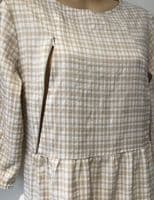 LYLA & LECHE TAUPE GINGHAM MIDI NURSING DRESS SIZE 14