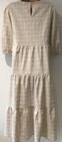 LYLA & LECHE TAUPE GINGHAM MIDI NURSING DRESS SIZE 14