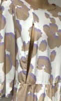 LYLA & LECHE WHITE/MOCHA PRINT MIDI NURSING DRESS SIZE 10