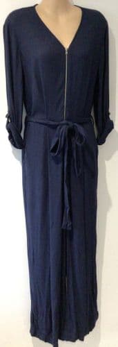 M&S AUTOGRAPH NAVY ZIP FRONT JUMPSUIT SIZE 10