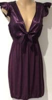 MADAME BUTTERFLY AUBERGINE TIE FRONT TUNIC DRESS SIZE 10
